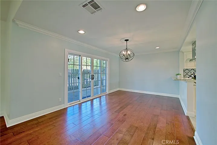 Dining room with french sliders to the rear yard