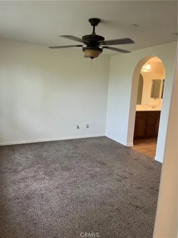 Master bedroom with ceiling fan