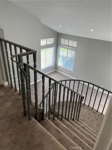 Staircase and living room view