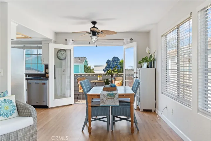 Dining area with double French Doors to Front balcony