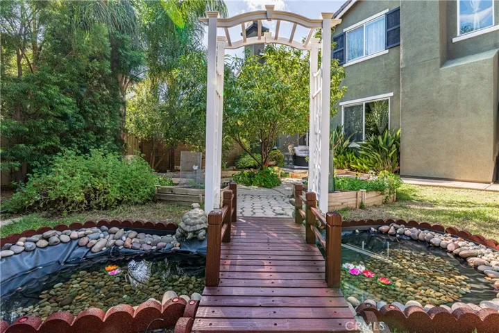 Koi pond with gardens