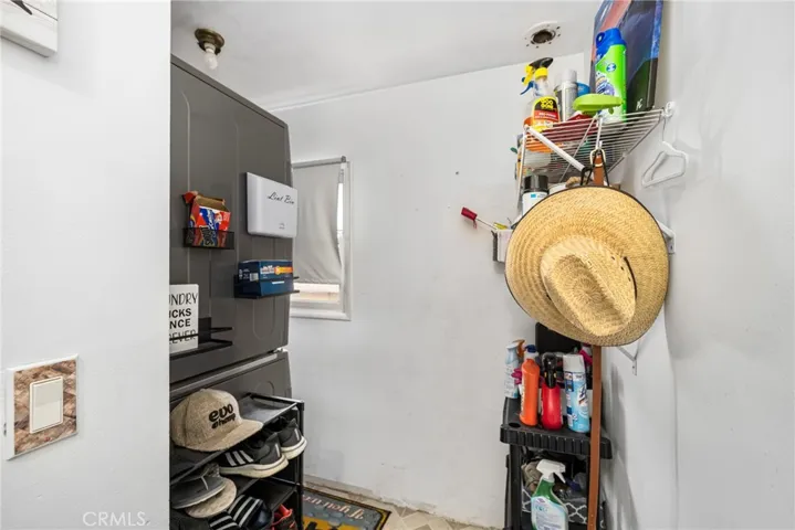 Laundry area. Stackable washer and dryer fit in this area
