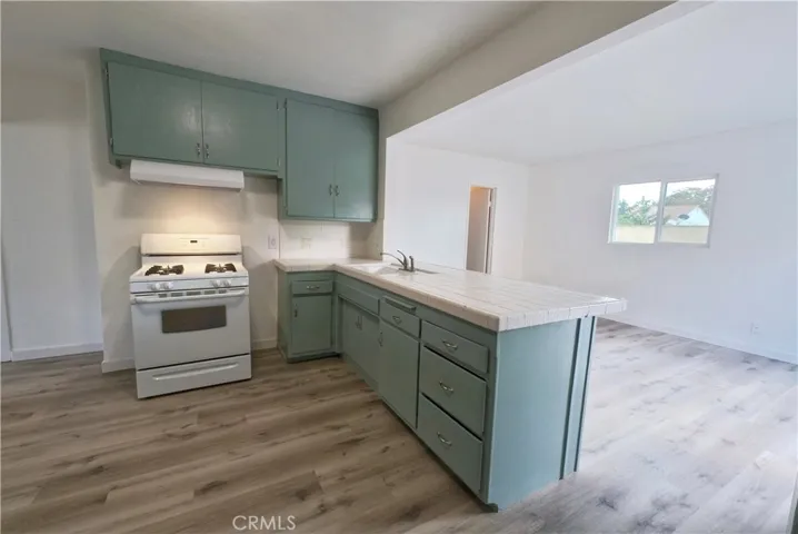 Kitchen open to dining area