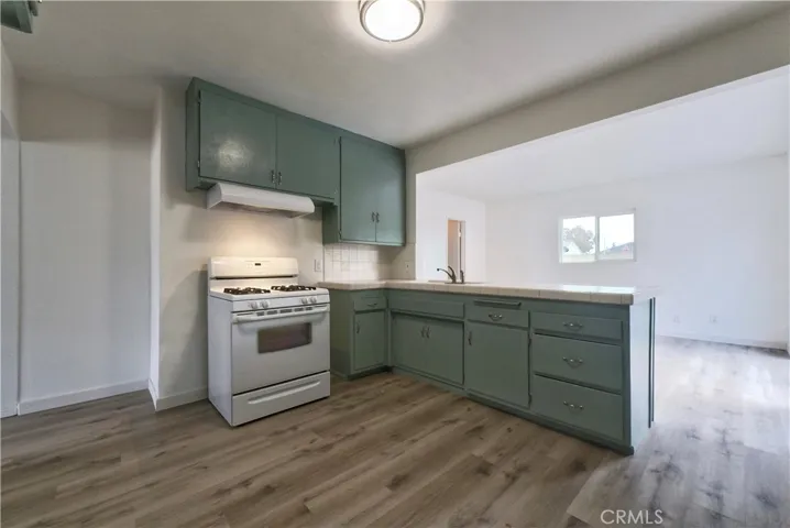 Kitchen open to dining area