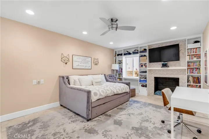 Some lucky person gets a fireplace in their bedroom.