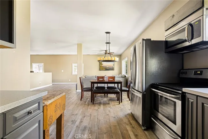 Kitchen facing Dining and family area