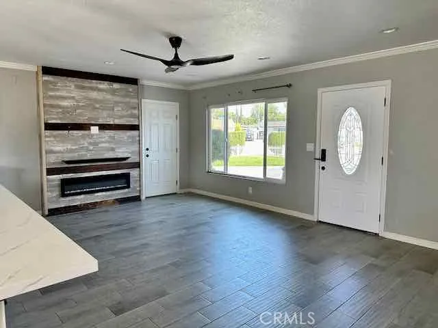 living room and electric fireplace