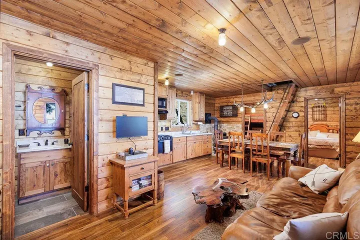 Step inside to the knotty pine, tongue and grove interior.