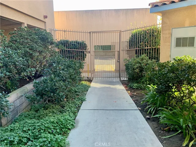 Secure gate from parking area.