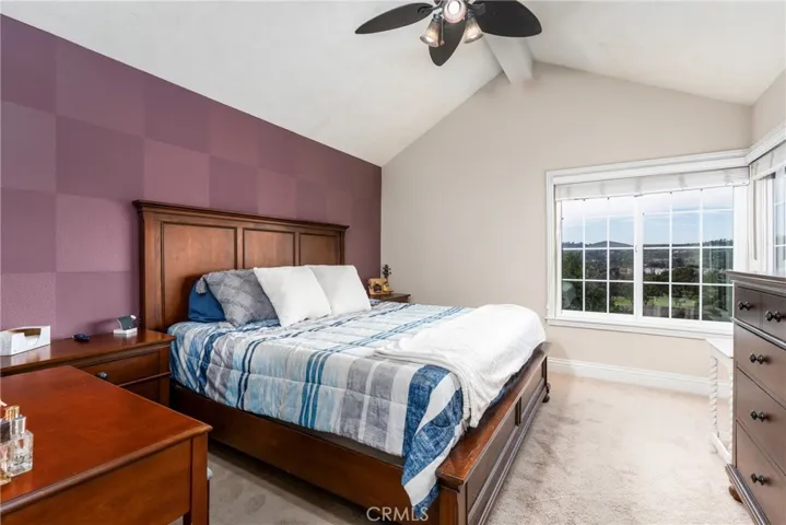 Primary Bedroom with golf course and valley views! You can see fireworks from here on the 4th of July!