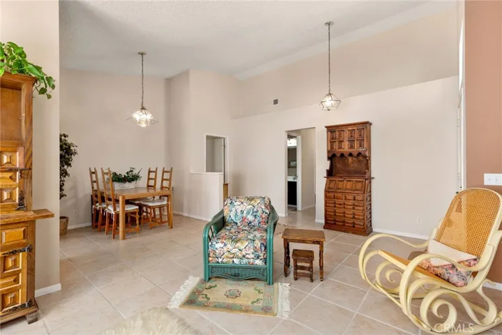 Living Room & Dining Area with Tile Flooring
