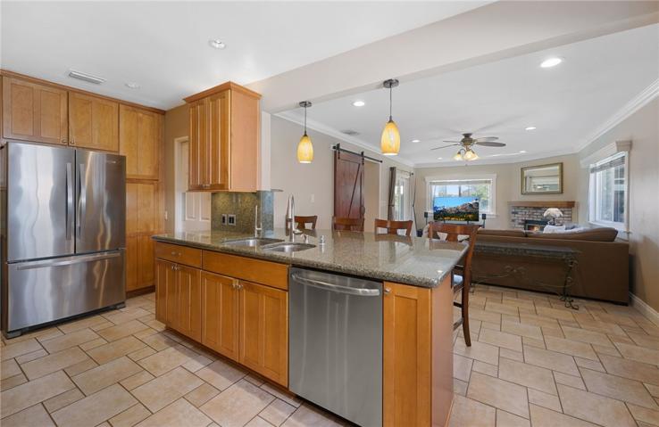 Kitchen open to den
