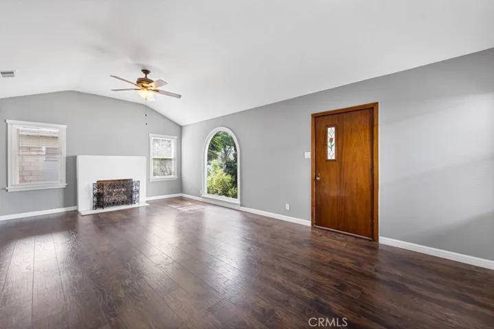Large living room with gas fireplace