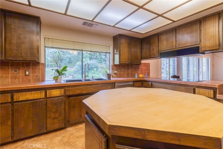 Kitchen area with island.