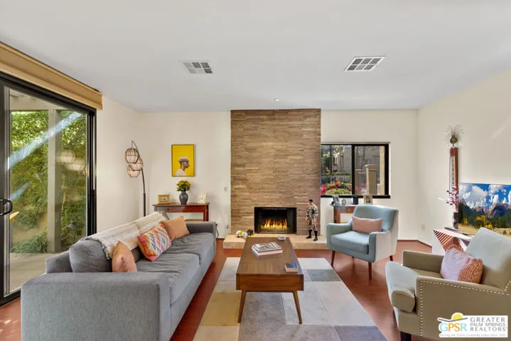 Stacked Stone Fireplace