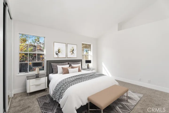 Virtually staged master bedroom