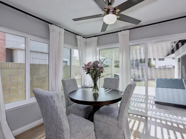 Dining area off the kitchen looking out the back patio.