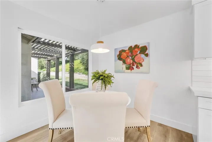 Dining area with view of private patio