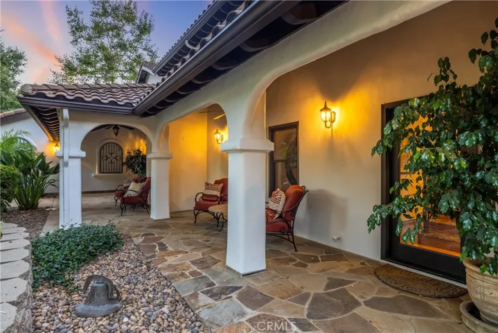 Front porch with flagstone decking.