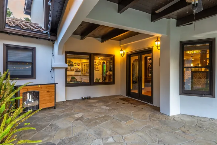 Covered back patio from the kitchen/breakfast nook area.