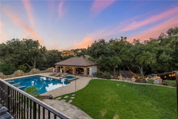 View toward the pool and cabana.