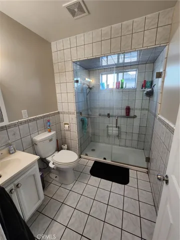 Walk-in bathroom shower stall.