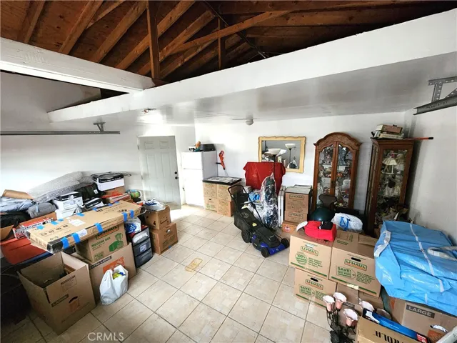 Storage area above ceiling joists.