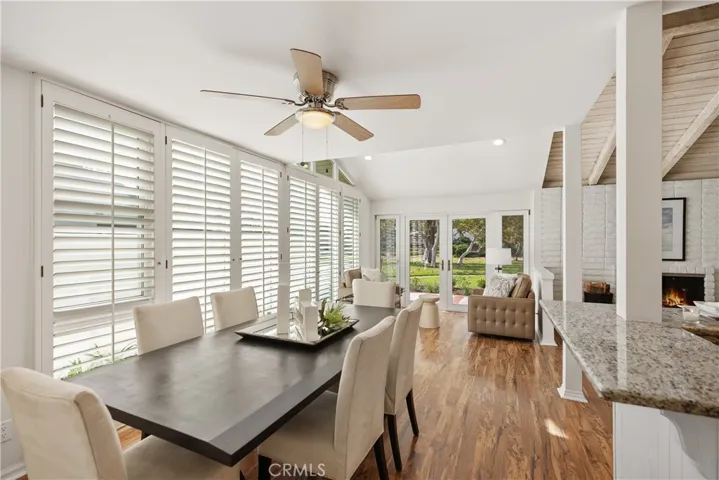 The dining room is adjacent to the kitchen.