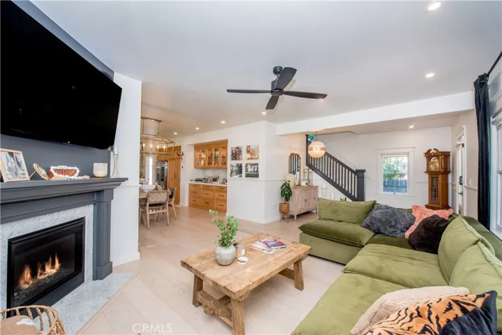 View from living room to stairs