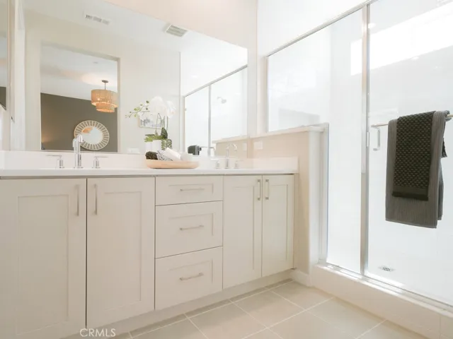Model Primary Bathroom with large walk in shower.
