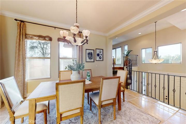 Beautiful dining room with a peek of the ocean