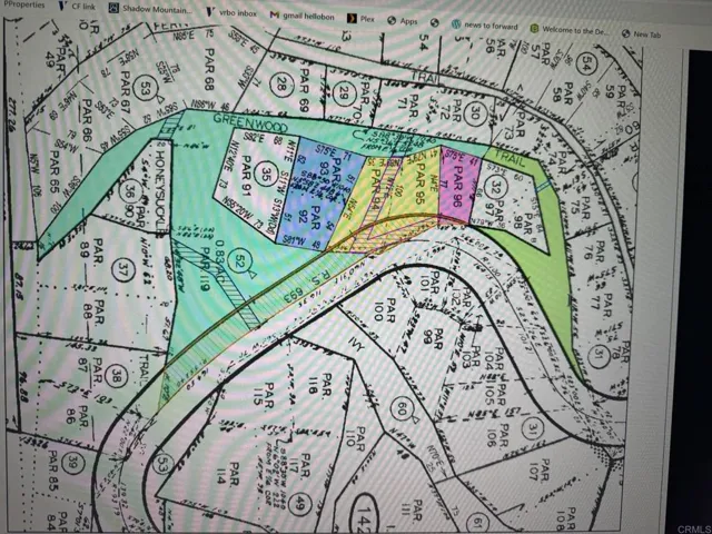 Cabin land is all in color and is the largest parcel in the cabin area of Bailey Meadow Road.