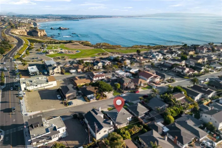 Aerial view showing Dinosaur Caves Park and  Ocean