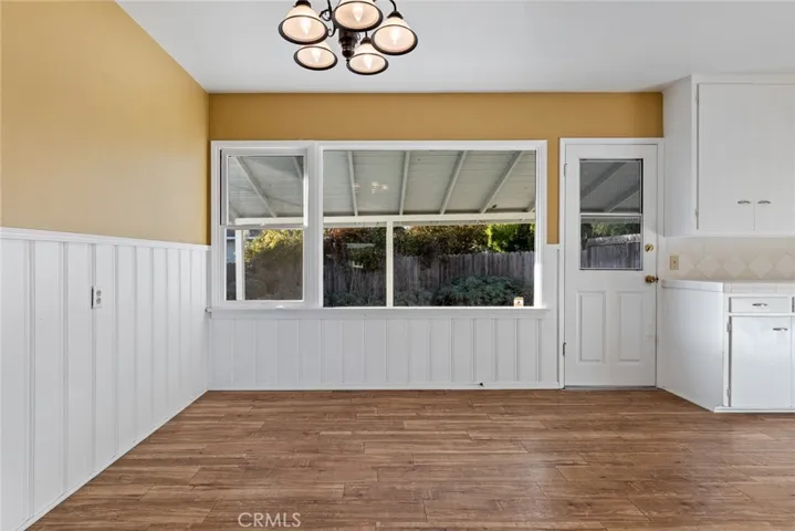 Dining area with door to back yard