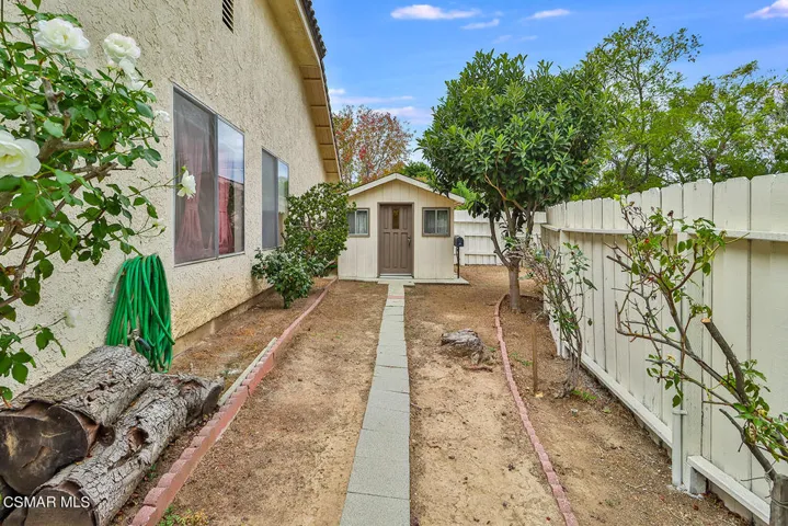 Side yard with shed