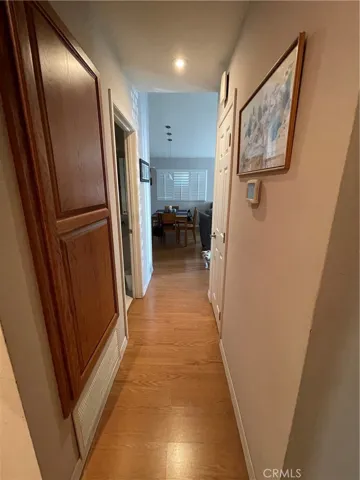 View from the bedrooms towards the dining room/living area.