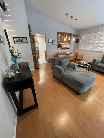Entry takes you right into the open living room and dining area.