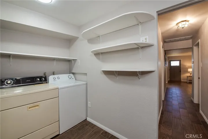 The indoor laundry is roomy.
