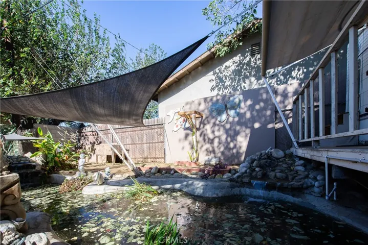 There are two waterfalls for the fish pond.