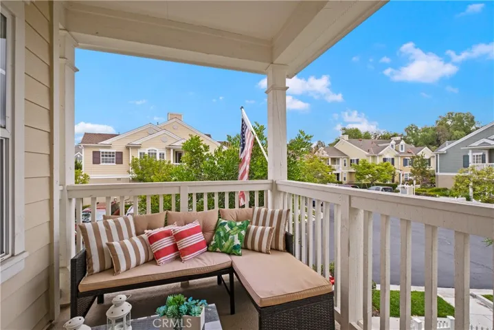Covered balcony off the living room.