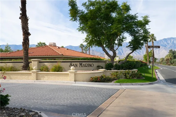 The home sits in the gated community of San Marino in Rancho Mirage