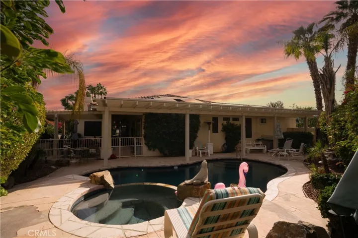 A very pretty sunset from the hot tub area of the pool