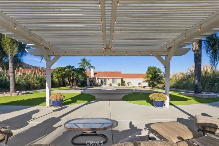 View back toward the house from under the pergola