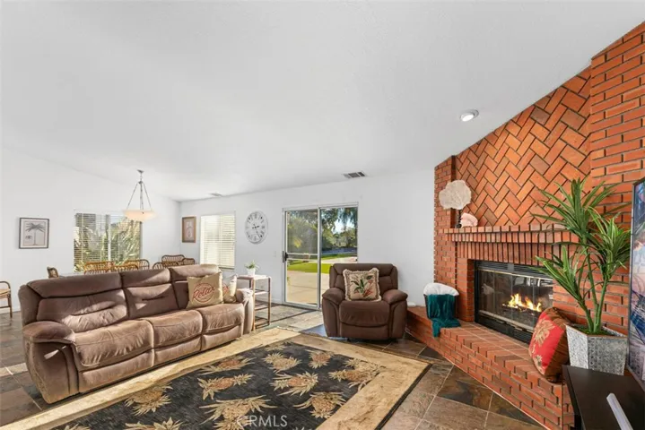 Nice raised hearth serves as a warming perch on cool days