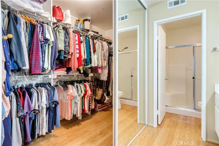 Master Bedroom Step in closet with Mirrored Doors