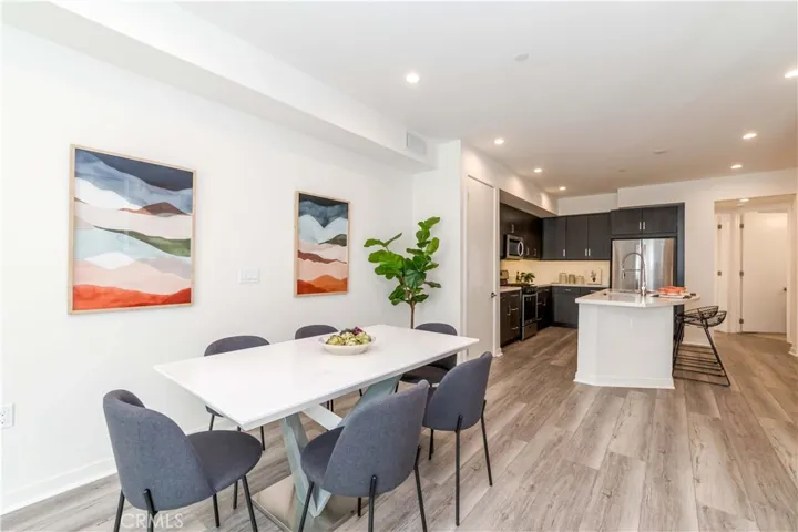 Dining area can fit a large table.