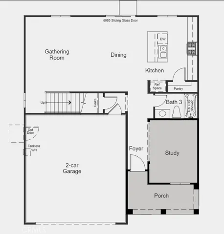 Structural options include: study and garage service door.