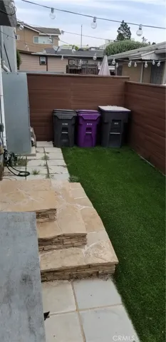 Gated, grassy backyard