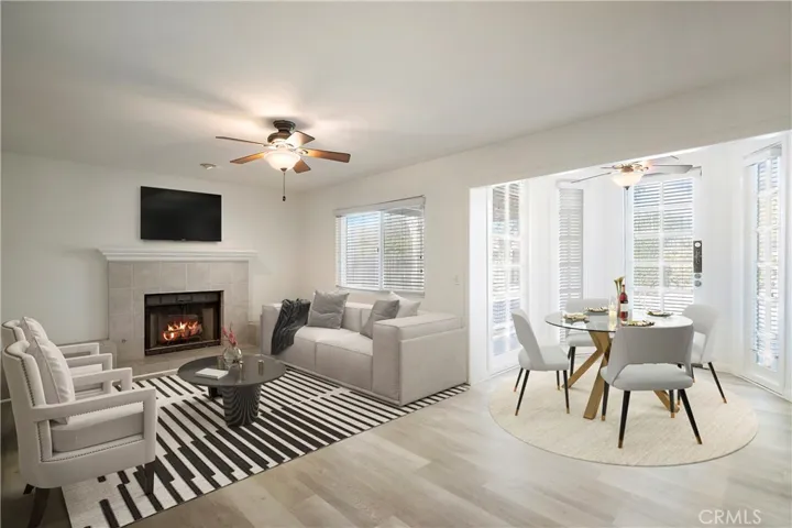Virtually staged family room and breakfast nook