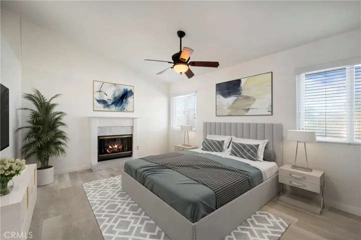 Virtually staged primary bedroom